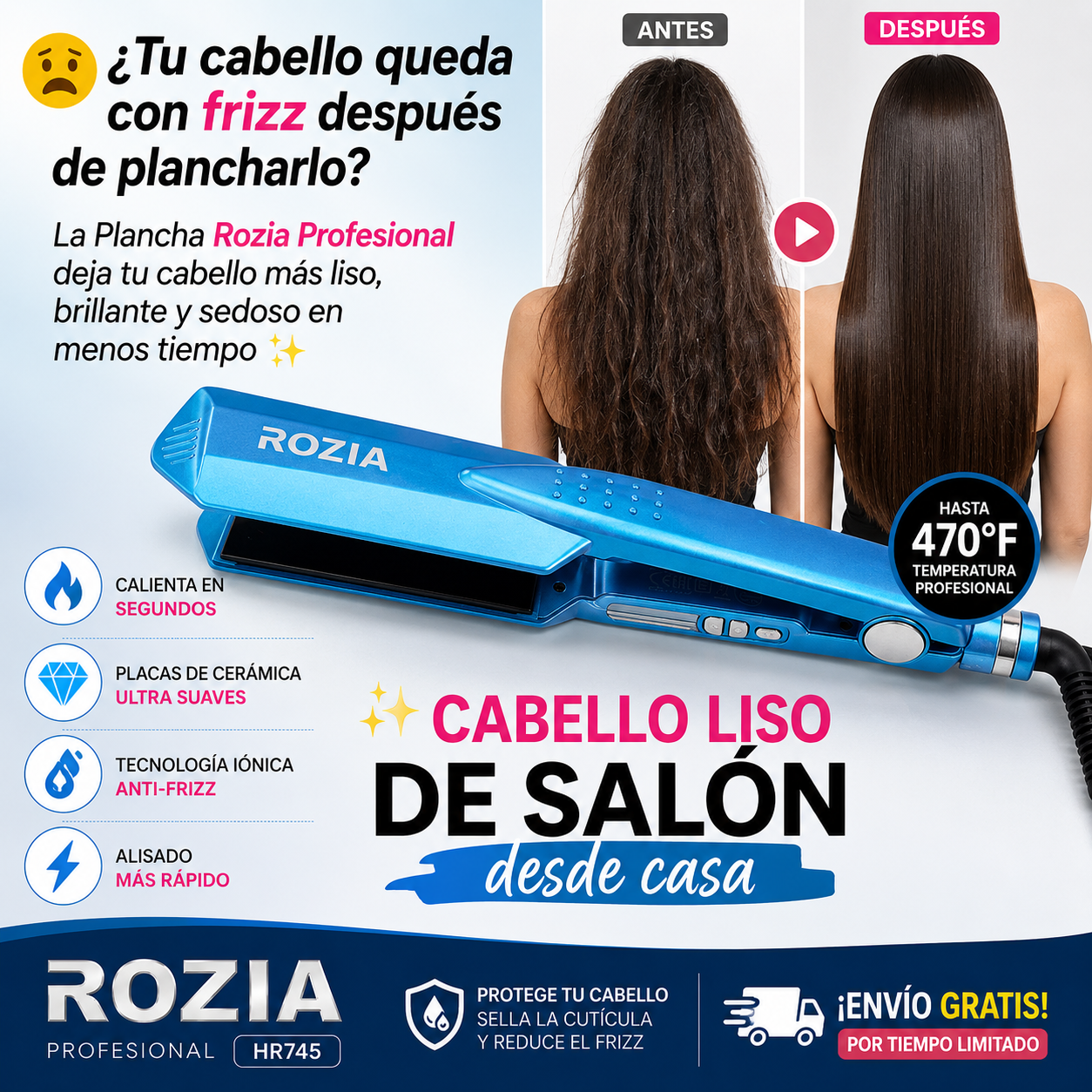 PLANCHA ROZIA PROFESIONAL HR745